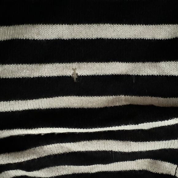 Claudia Nichole Cashmere S Cardigan Sweater Open Front Striped Black White Work - Picture 12 of 15